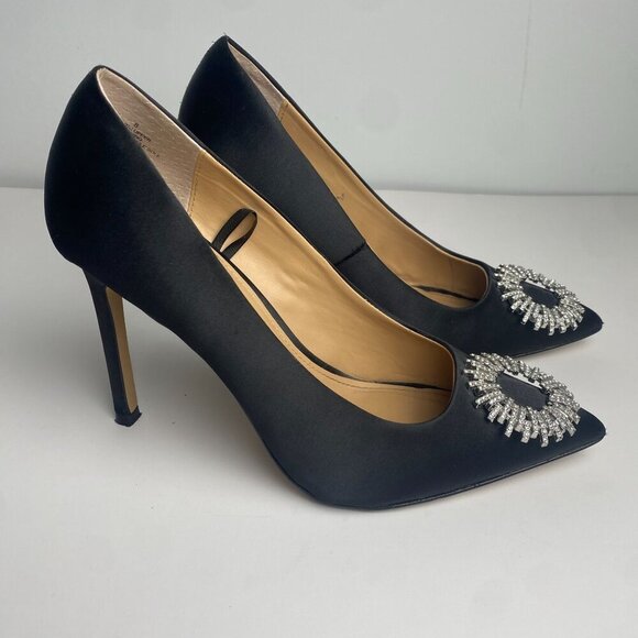 Express Pumps Heels Rhinestone Embellished Black Size 8 - Picture 3 of 10